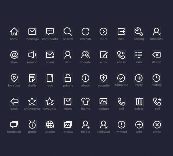 Download White outline system icons set free download