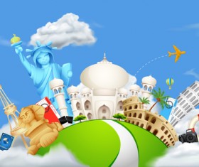 World travelling elements creative vector set 02
