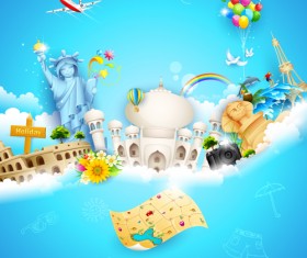 World travelling elements creative vector set 03