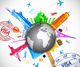 World travelling elements creative vector set 04