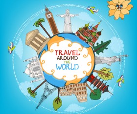World travelling elements creative vector set 05