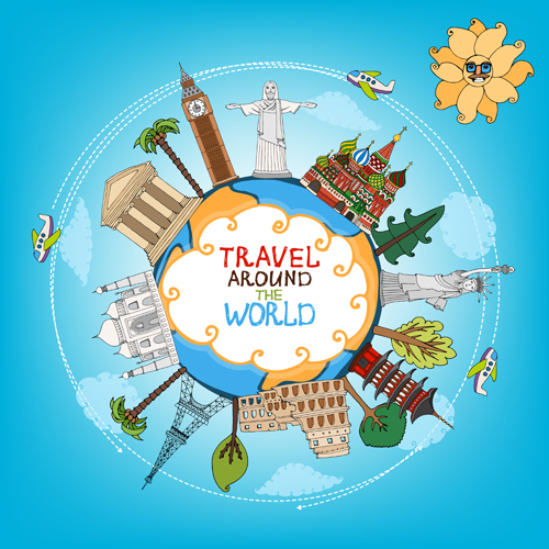 World travelling elements creative vector set 05 free download