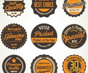 brown business labels with badges vector