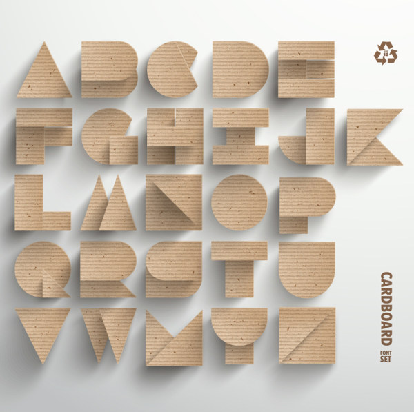 cardboard alphabet creative design vector
