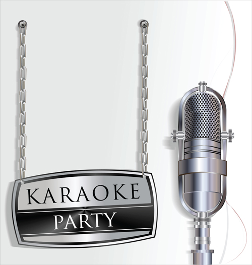 karaoke party with microphone poster vector