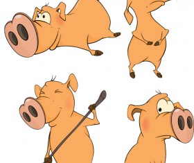 lovely pigs cartoon vector material 01