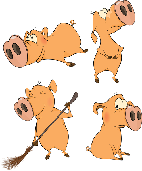 lovely pigs cartoon vector material 01