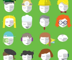 10 Kind flat head icons