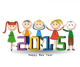 2015 New year and child design vector 01
