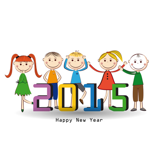 2015 New year and child design vector 01