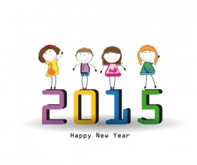 2015 New year and child design vector 02