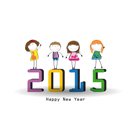 2015 New year and child design vector 02