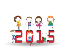 2015 New year and child design vector 03