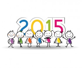 2015 New year and child design vector 04