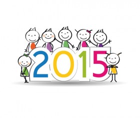 2015 New year and child design vector 05