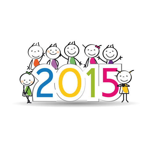 2015 New year and child design vector 05