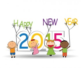 2015 New year and child design vector 06