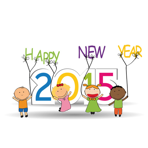 2015 New year and child design vector 06