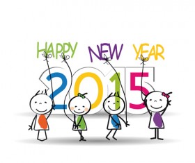 2015 New year and child design vector 07