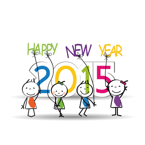 2015 New year and child design vector 07