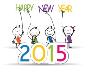 2015 New year and child design vector 08