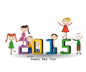 2015 New year and child design vector 09