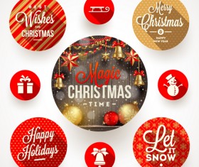 2015 christmas round labels vector 01