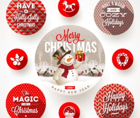 2015 christmas round labels vector 02