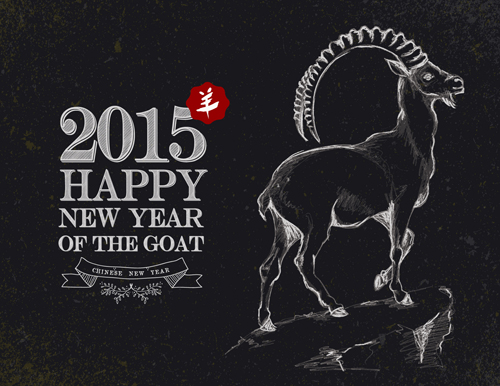 2015 goats holiday background art 05