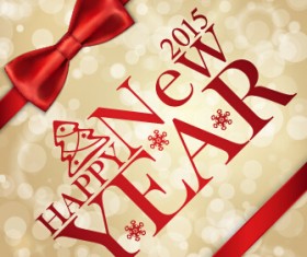 2015 new year red bow cards vector