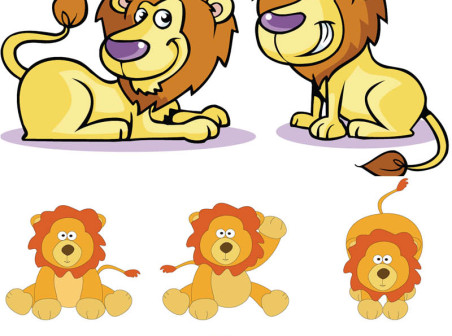 Cartoon lion vector icons