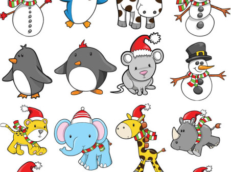 Cartoon Christmas animals vector