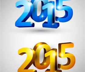 3D 2015 New Year text vector 01