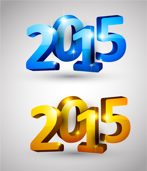 3D 2015 New Year text vector 01