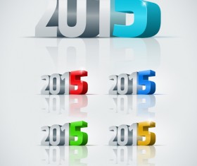 3D 2015 New Year text vector 02