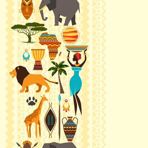 African nature elements background vector