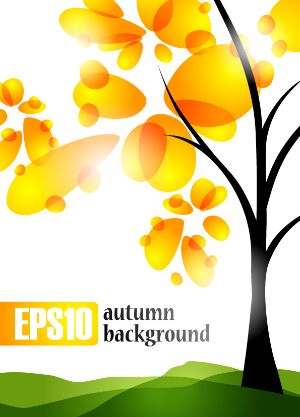 Art autumn tree creative background vector 01