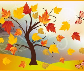 Art autumn tree creative background vector 02