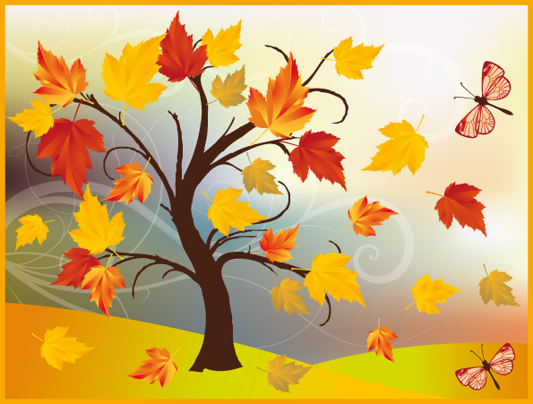 Art autumn tree creative background vector 02