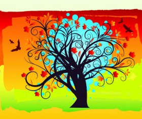 Art autumn tree creative background vector 10