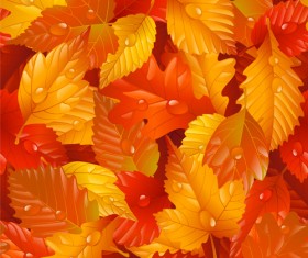 Autumn leaves and dew seamless pattern vector