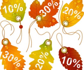 Autumn leaves discounts tags vector