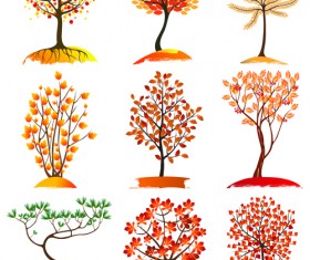 Autumn tree icons material vector 02