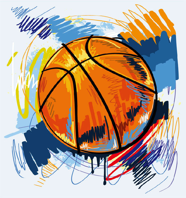 Basketball graffiti vector material