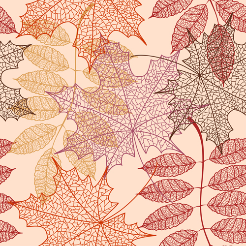 Beautiful autumn leaves vector seamless pattern 04