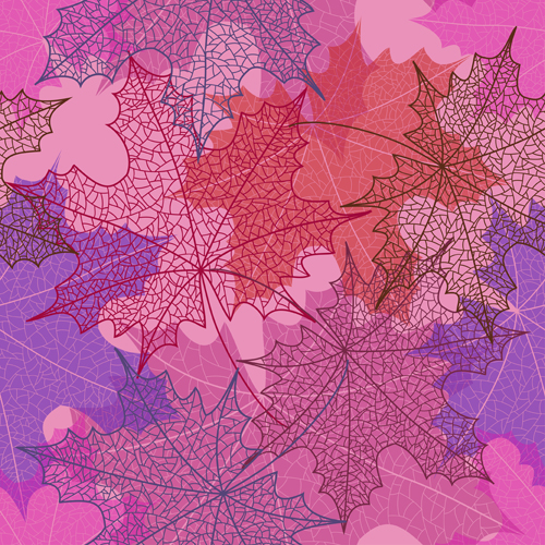Beautiful autumn leaves vector seamless pattern 05