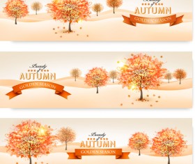 Beautiful autumn tree banners vector material 01