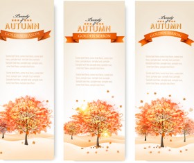 Beautiful autumn tree banners vector material 02