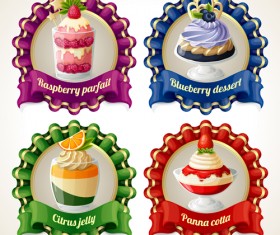 Beautiful food ribbon labels vector set 04