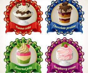 Beautiful food ribbon labels vector set 05
